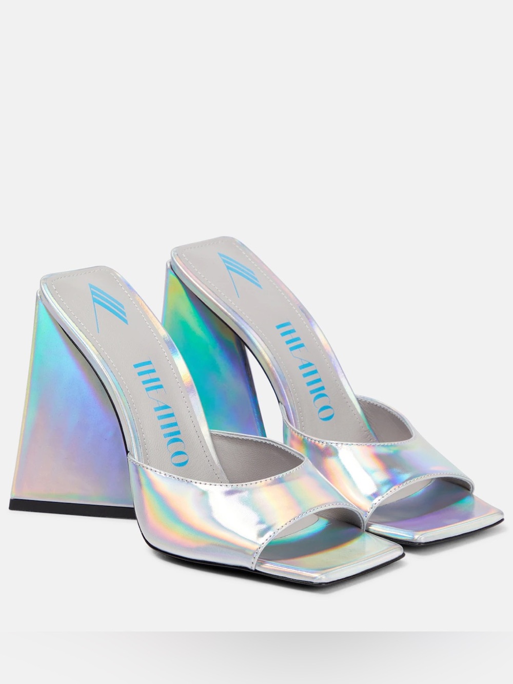 The Attico DEVON Mule Heel HOLOGRAPHIC SILVER